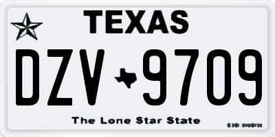 TX license plate DZV9709