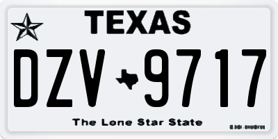 TX license plate DZV9717