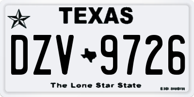 TX license plate DZV9726