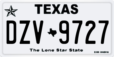 TX license plate DZV9727