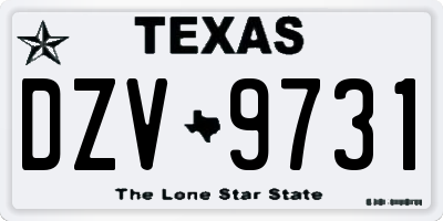 TX license plate DZV9731
