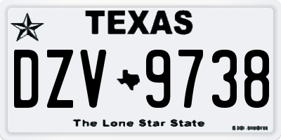 TX license plate DZV9738