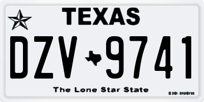 TX license plate DZV9741