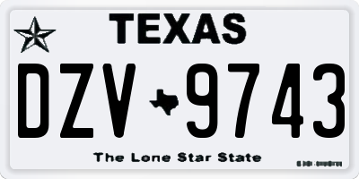 TX license plate DZV9743