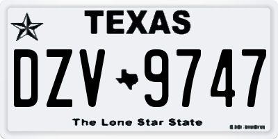 TX license plate DZV9747