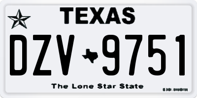 TX license plate DZV9751