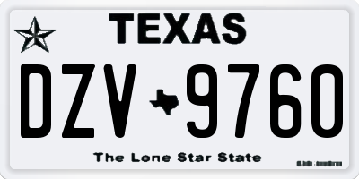 TX license plate DZV9760