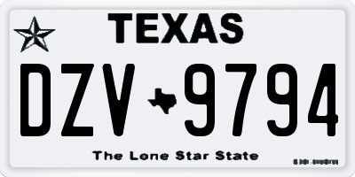 TX license plate DZV9794