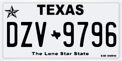 TX license plate DZV9796