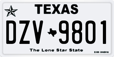 TX license plate DZV9801