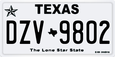 TX license plate DZV9802