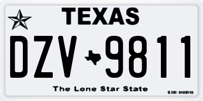 TX license plate DZV9811