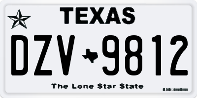 TX license plate DZV9812