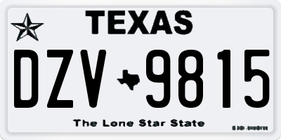 TX license plate DZV9815