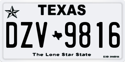 TX license plate DZV9816