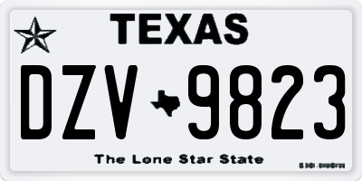 TX license plate DZV9823