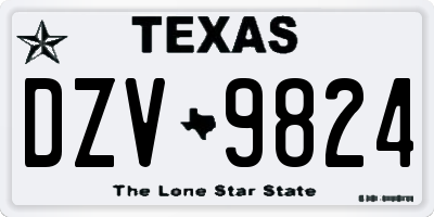 TX license plate DZV9824