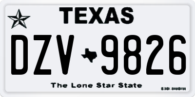 TX license plate DZV9826