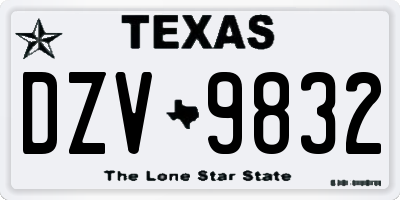 TX license plate DZV9832