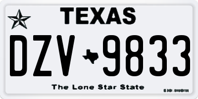 TX license plate DZV9833