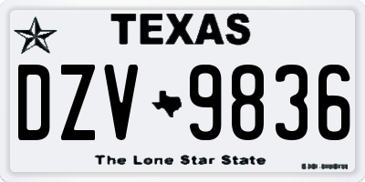TX license plate DZV9836
