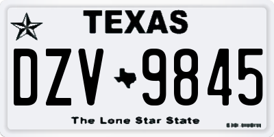 TX license plate DZV9845