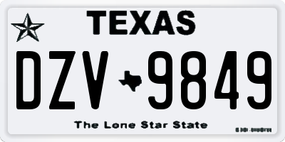 TX license plate DZV9849