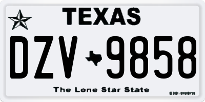 TX license plate DZV9858