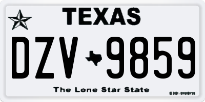 TX license plate DZV9859