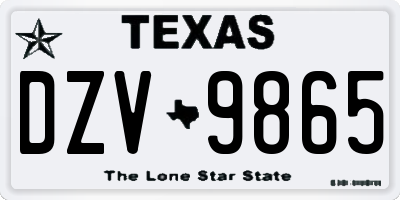 TX license plate DZV9865