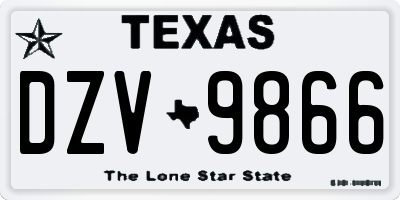 TX license plate DZV9866