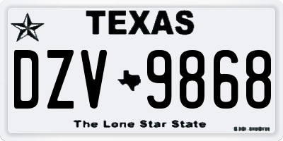 TX license plate DZV9868