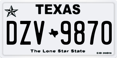 TX license plate DZV9870