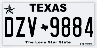 TX license plate DZV9884