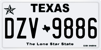 TX license plate DZV9886