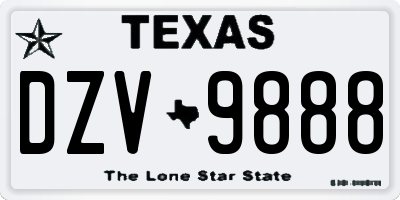 TX license plate DZV9888