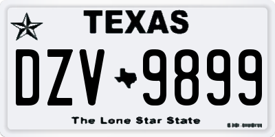 TX license plate DZV9899