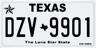 TX license plate DZV9901