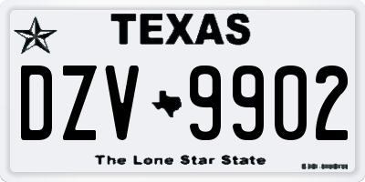 TX license plate DZV9902