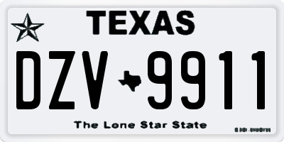 TX license plate DZV9911