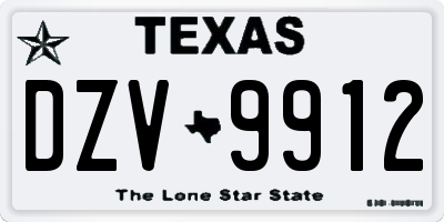 TX license plate DZV9912