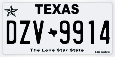 TX license plate DZV9914