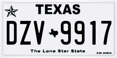 TX license plate DZV9917
