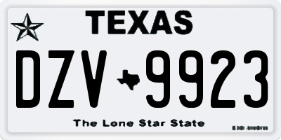 TX license plate DZV9923