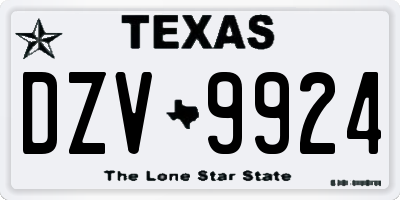 TX license plate DZV9924