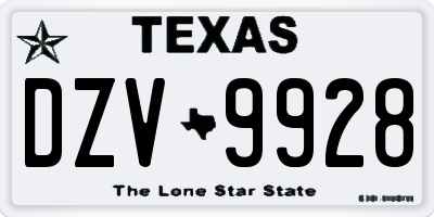 TX license plate DZV9928