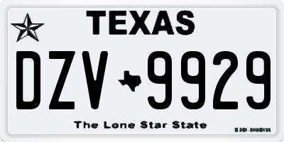 TX license plate DZV9929