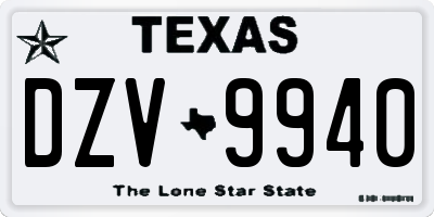 TX license plate DZV9940