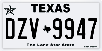 TX license plate DZV9947