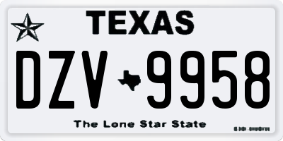 TX license plate DZV9958